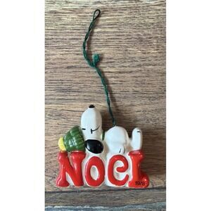 VTG 1978 Snoopy Charlie Brown Dated NOEL Ceramic Christmas Ornament Japan